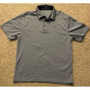 Under Armour UA Heat Gear Short Sleeve Golf Polo Gray with Logo Large JBHS